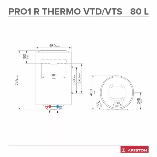Ariston PRO1 R 80 VTS 1,8K EU FORRÓVÍZTÁROLÓ