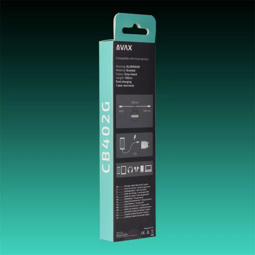 Avax CB402G TÖLTŐKÁBEL USB-C - LIGHTNING