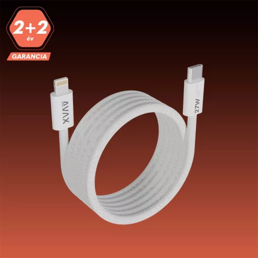 Avax CB611W TÖLTŐKÁBEL USB-C - LIGHTNING 27W, MÁGNESES, FEHÉR