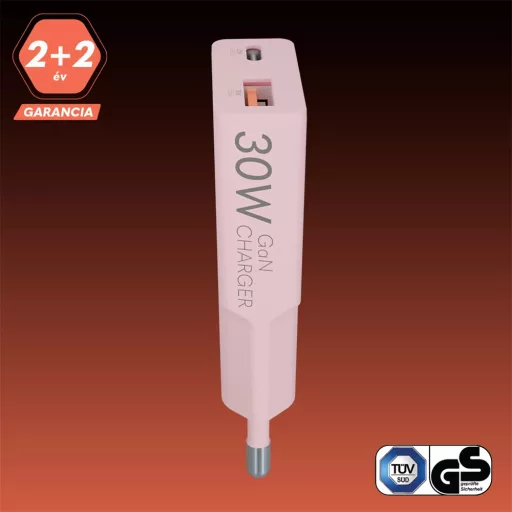 Avax CH641P HÁLÓZATI TÖLTŐ, 30W, USB-C, USB-A, PINK