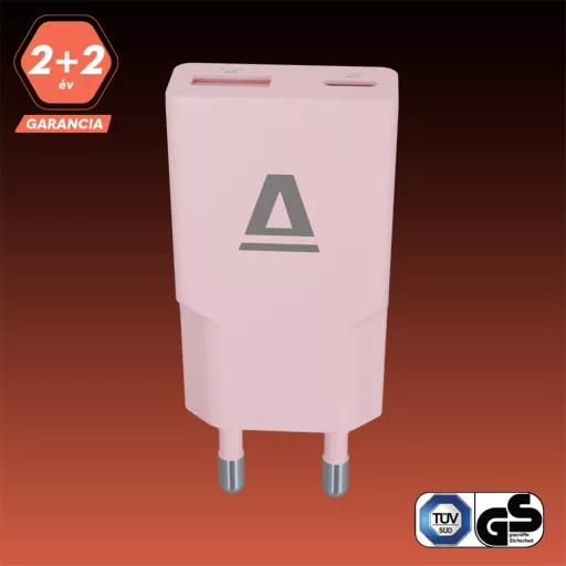 Avax CH641P HÁLÓZATI TÖLTŐ, 30W, USB-C, USB-A, PINK