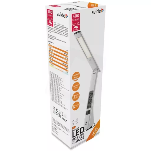 Avide ABLDL-BLC-5W-WH LED ASZTALI LÁMPA ÜZLETI BŐRHATÁSÚ CLAUDE NAPTÁR FEHÉR 5W