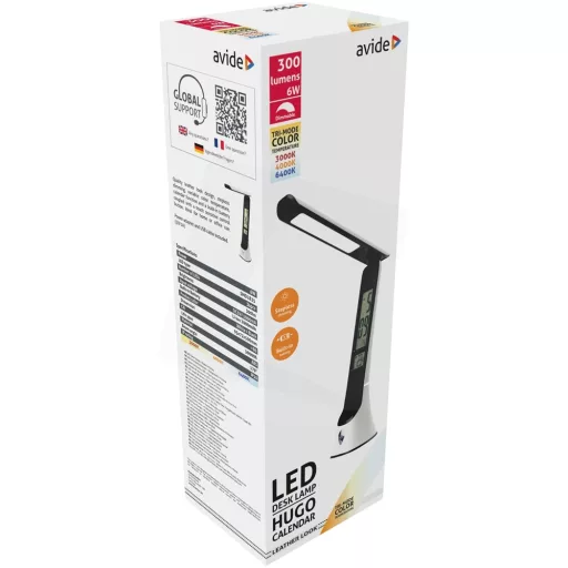 Avide ABLDLC-6W-WB-HG ASZTALI LÁMPA LED BŐRHATÁSÚ FEHÉR-FEKETE 5W