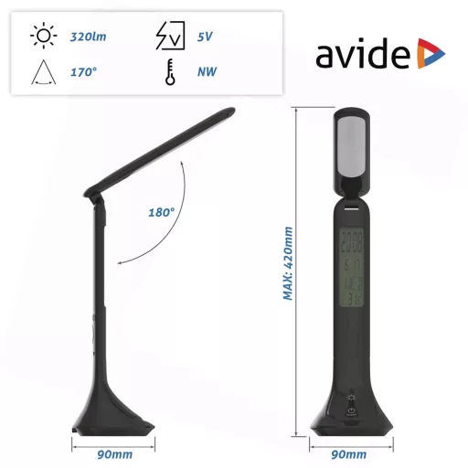 Avide ABLDL-CALENDAR-5W-BL LED ASZTALI LÁMPA NAPTÁR FEKETE 5W