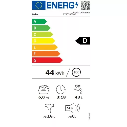 Beko B1WFK2604WEE MOSÓGÉP ELÖLTÖLTŐS 6 KG