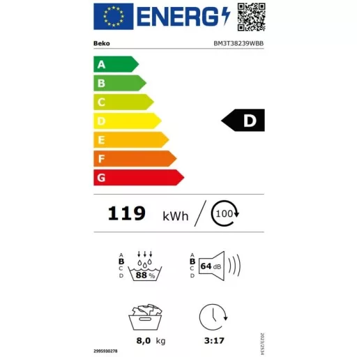 Beko BM3T38239WBB SZÁRÍTÓGÉP HŐSZIVATTYÚS 8 KG