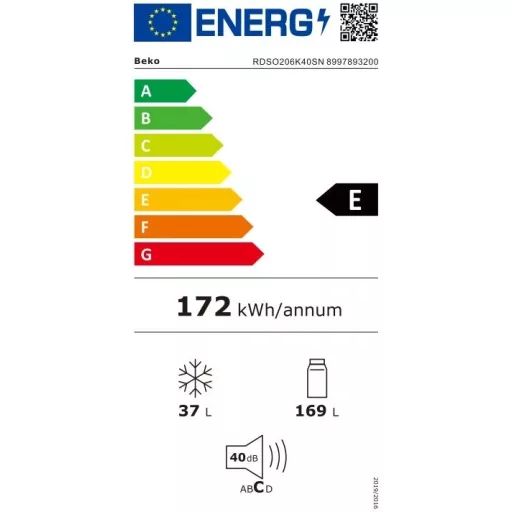 Beko RDSO206K40SN HŰTŐ FELÜLFAGYASZTÓS