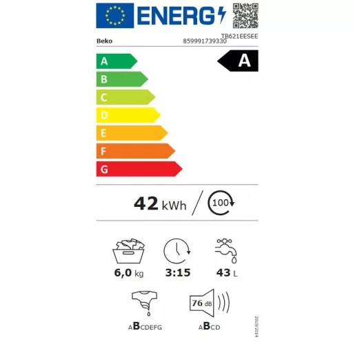 Beko TB621EESEE MOSÓGÉP FELÜLTÖLTŐS 6 KG INVERTERES MOTOR