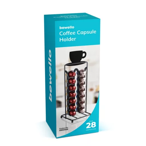 Bewello BW0998 FÉM KÁVÉKAPSZULA TARTÓ, 28 DB NESPRESSO KAPSZULÁHOZ