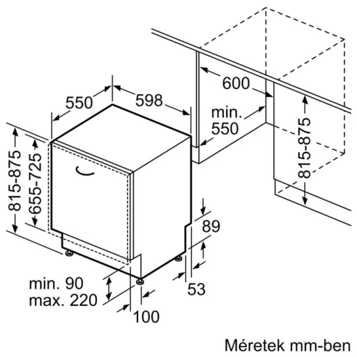 Bosch SMV25EX02E MOSOGATÓGÉP BEÉPÍTHETŐ 13 TERÍTÉK