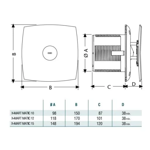 Cata X-MART 10 INOX TIMER SZELLŐZTETŐ VENTILÁTOR