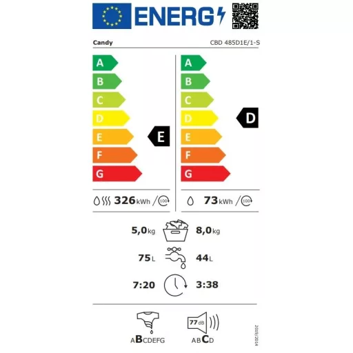 Candy CBD 485D1E/1-S MOSÓ-SZÁRÍTÓGÉP BEÉPÍTHETŐ