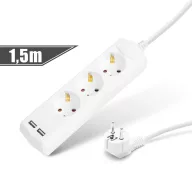 Delight 20201U ELOSZTÓ 3-AS, 1,5 M  2 X USB-VEL