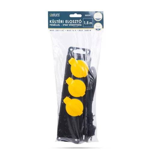 Delight 20223C KÜLTÉRI ELOSZTÓ FEDÉLLEL, 1,5 M  IP44