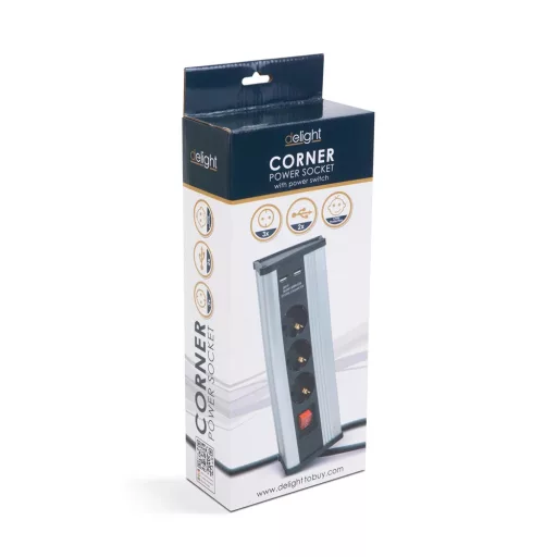 Delight 20483S SAROKELOSZTÓ KAPCSOLÓVAL 3 X 250V, 16A, 2 X USB