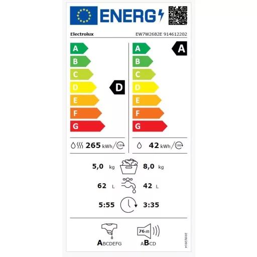 Electrolux EW7W2682E MOSÓ-SZÁRÍTÓGÉP GŐZ FUNKCIÓVAL