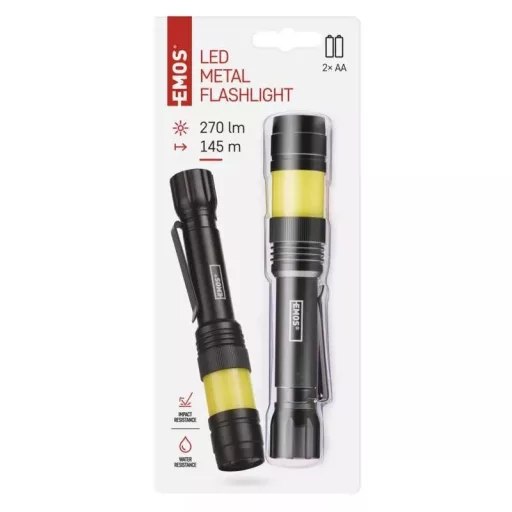 Emos P3112 COB LED FÉM ZSEBLÁMPA, 2XAAA