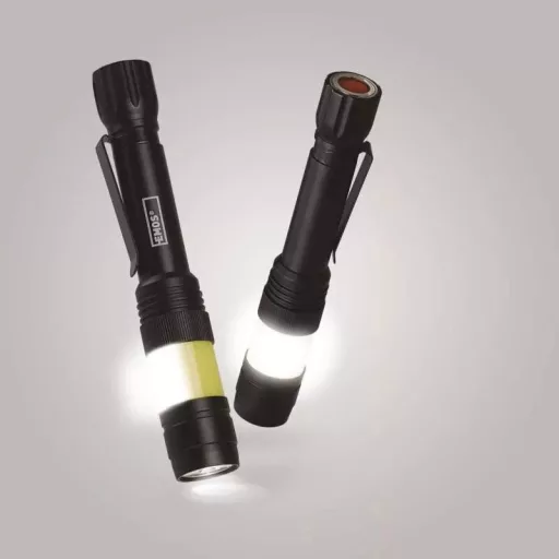 Emos P3112 COB LED FÉM ZSEBLÁMPA, 2XAAA