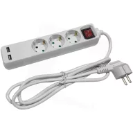   Entac ESE1.5G3-3-SW-USB ELOSZTÓ 3 FOGLALAT KAPCSOLÓVAL 3M 3G1,5 2 USB