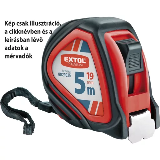Extol Premium 8821025 MÉRŐSZALAG, GUMÍROZOTT, 1 STOPPOS, 5M×19MM