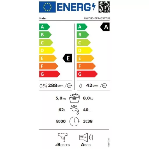 Haier HWD80-BP14357TUS MOSÓ-SZÁRÍTÓGÉP
