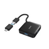   Hama 00200116 USB HUB, 4 PORT, USB 3.2 GEN1, 5 GBIT + USB-C ADAPTER