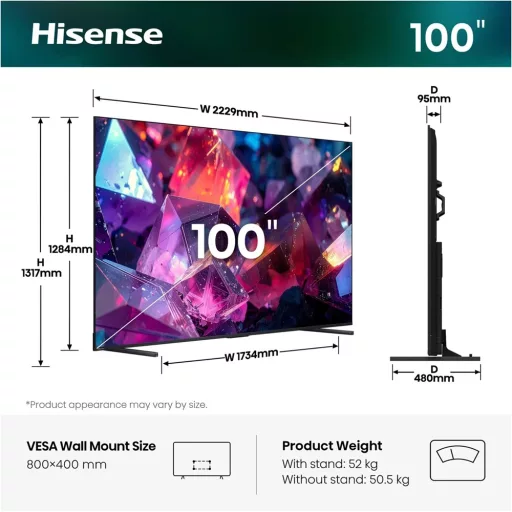 Hisense 100E7SPRO TV 100" 4K UHD SMART QLED