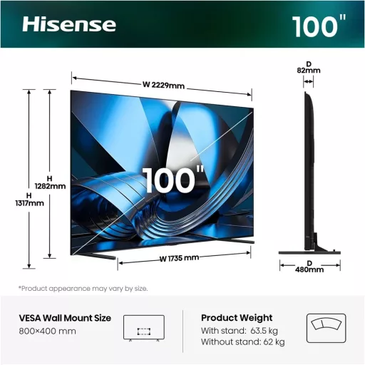 Hisense 100U7SE TV 100" 4K UHD SMART MINILED