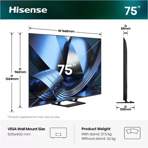 Hisense 75U7SE TV 75" 4K UHD SMART MINILED
