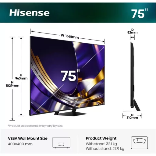Hisense 75U7SPRO TV 75" 4K SMART MINILED
