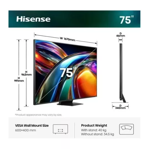 Hisense 75UR9S TV 75" 4K RGB SMART MINILED