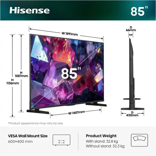 Hisense 85E7SPRO TV 85" 4K UHD SMART QLED