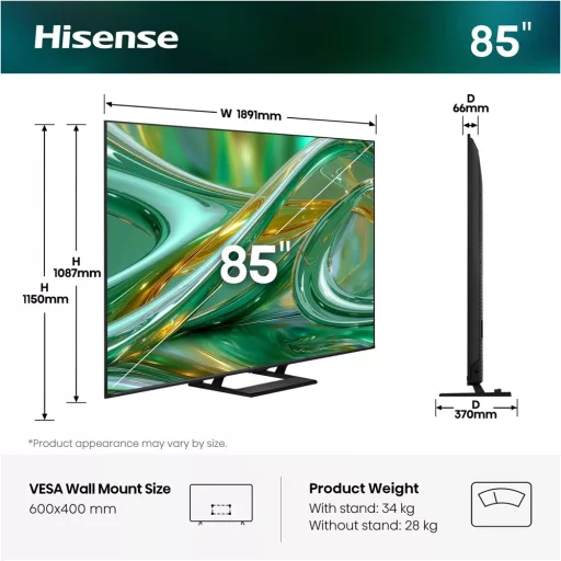 Hisense 85E8S TV 85" 4K UHD SMART MINILED