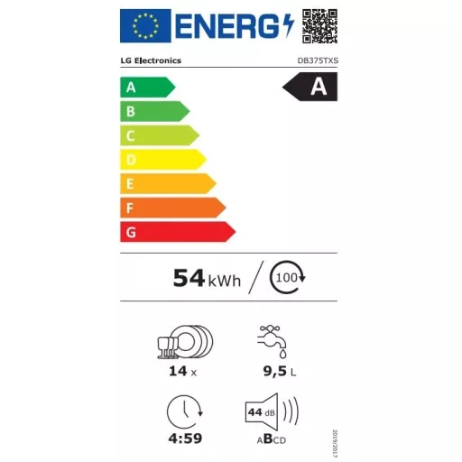 Lg DB375TXS MOSOGATÓGÉP BEÉPÍTHETŐ 14 TERÍTÉK GŐZÖS