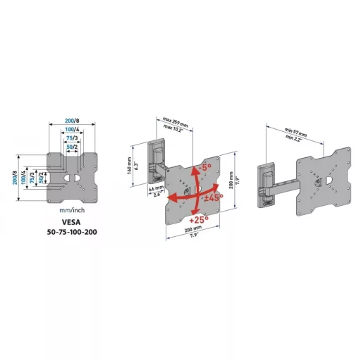 Meliconi 580458 FLATSTYLE FR200 FALI KONZOL VESA 200