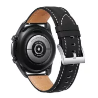   Mybandz 20SKU4561 ELEGÁNS FEKETE, BŐR ÓRASZÍJ EZÜST CSATTAL / 20MM