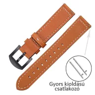   Mybandz 22SKU4548 ELEGÁNS, BŐR ÓRASZÍJ / BARNA - FEKETE CSATTAL / 22MM