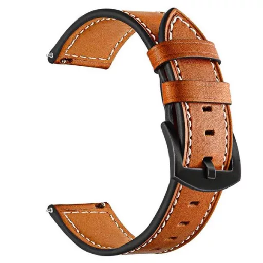 Mybandz 22SKU4548 ELEGÁNS, BŐR ÓRASZÍJ / BARNA - FEKETE CSATTAL / 22MM