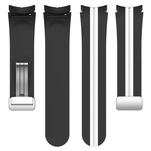 Mybandz 41675 CSÍKOS SZILIKON ÓRASZÍJ GALAXY WATCH 4-5 /FEKETE-FEHÉR/ 20MM