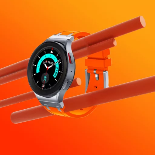 Mybandz 53270 ELEMENT SZILIKON ÓRASZÍJ-SAMSUNG GALAXY WATCH 5-6-7/NARANCS-EZÜST/20MM
