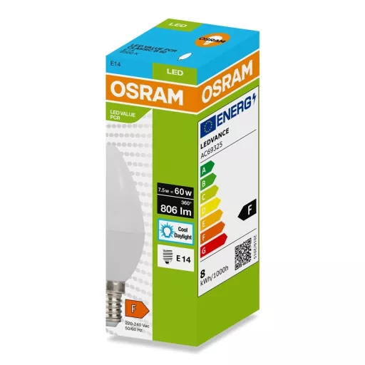 Osram LED-PCR-CLB7.5E14HF LED FÉNYFORRÁS  7,5W (60W), 6500K, 806LM, E14, HIDEG FEHÉR