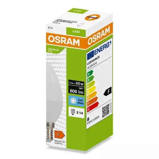 Osram LED-PCR-CLB7.5E14TF LED FÉNYFORRÁS  7,5W (60W), 4000K, 806LM, E14, TERMÉSZETES FEHÉR