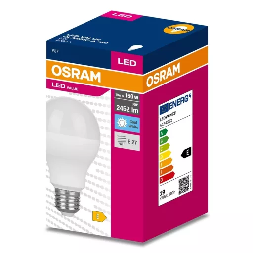 Osram LED-VAL-634251 LED NORMÁL FÉNYFORRÁS 19W, 150W, 4000K, 2452LM, E27, TERMÉSZETES FEHÉR