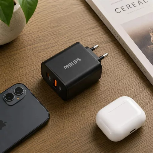 Philips DLP4325AB/12 HÁLÓZATI TÖLTŐ 1*USB-C / PD20W/ és 1*USB-A /QC18W/