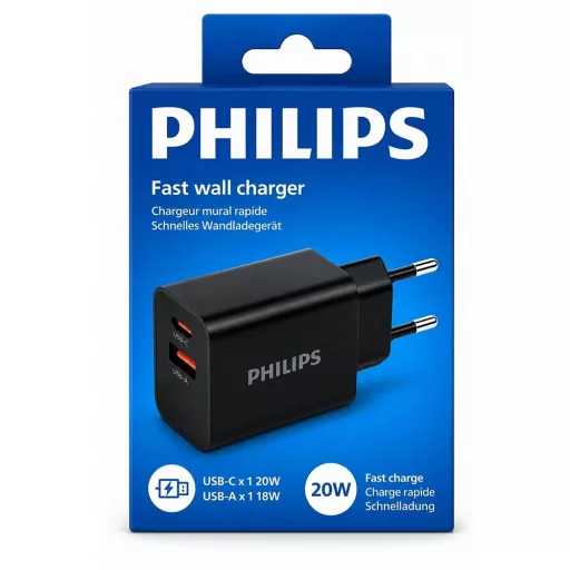 Philips DLP4325AB/12 HÁLÓZATI TÖLTŐ 1*USB-C / PD20W/ és 1*USB-A /QC18W/