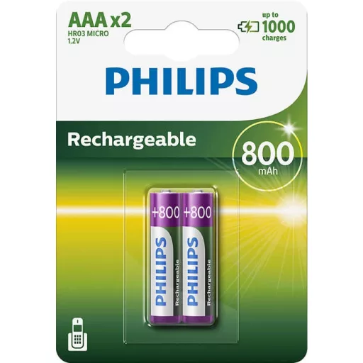 Philips R03B2A80/10 ELEM TÖLTHETŐ AAA 800 mAh 2-BLISZTER