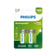   Philips R14B2A300/10 ELEM TÖLTHETŐ R14 "C" 3000mAh 2-BLISZTER