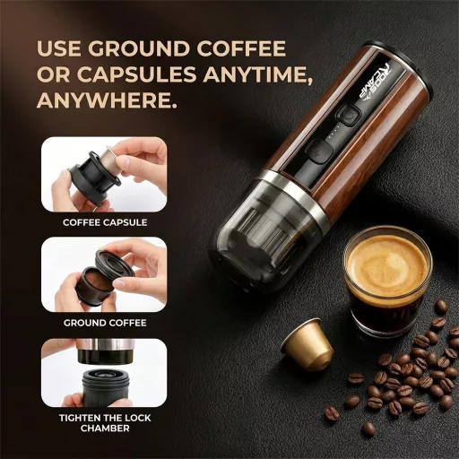 RoosCamp ROOSCOFFEE HORDOZHATÓ KÁVÉFŐZŐ, 7500MAH POWERBANK
