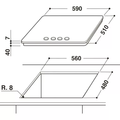 Whirlpool GMWL 628/IXL EE FŐZŐLAP BEÉPÍTHETŐ GÁZ