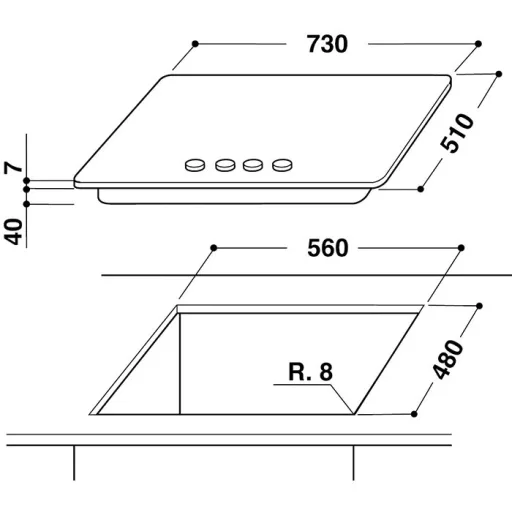 Whirlpool GMWL 728/IXL FŐZŐLAP BEÉPÍTHETŐ GÁZ